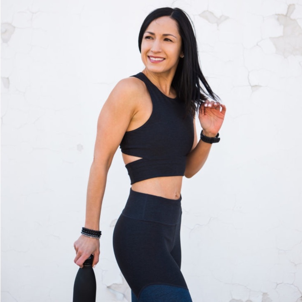 Outdoor Voices Tri-Tone Slashback Crop Top